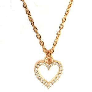 Rhinestone Heart Pendant Necklace, Heart Pendant Necklace, Rhinestone Necklace